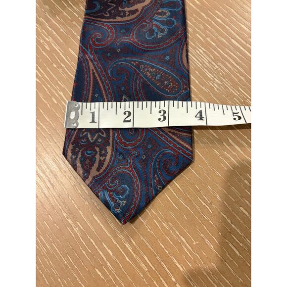 Paisley Print Blue Purple Silk Camden Court Neck Tie Pocket Square Set Formal - Picture 3 of 5